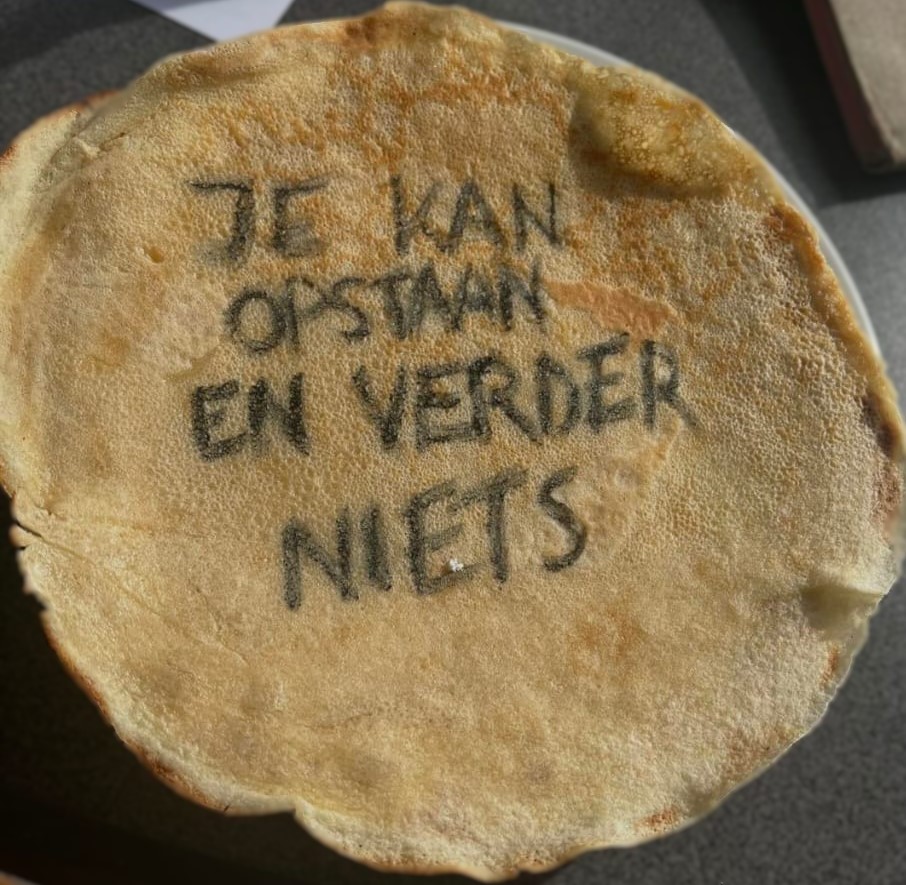 Tekst op pannenkoek
